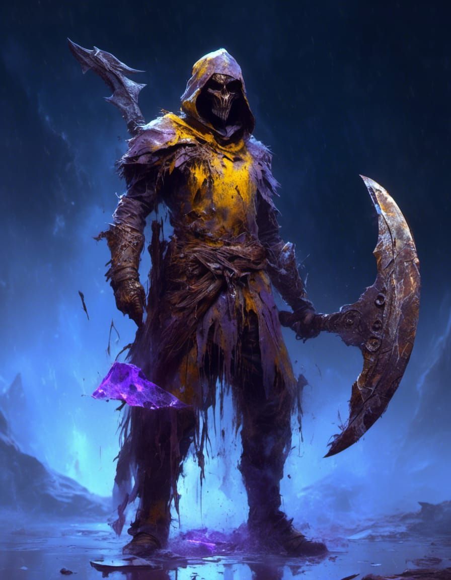 Crystal Knight with Battle Axe in Dark Fantasy Style