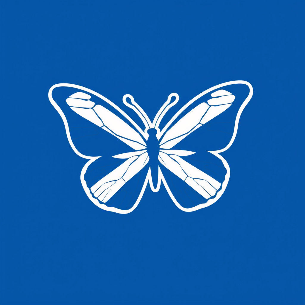 Scottish Saltire Butterfly Logo in Blue and White