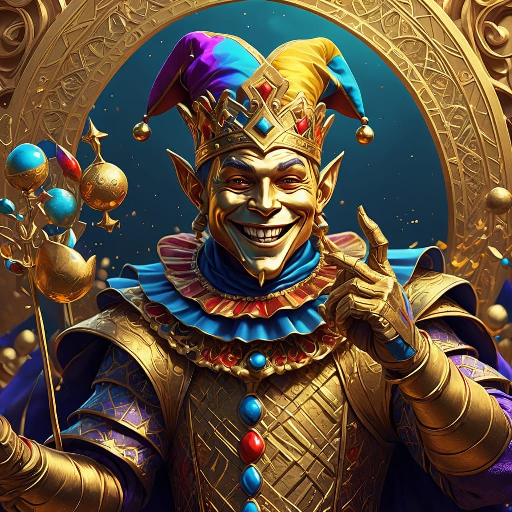 Jester Tarot Card of Mirth in Digital Painting Style