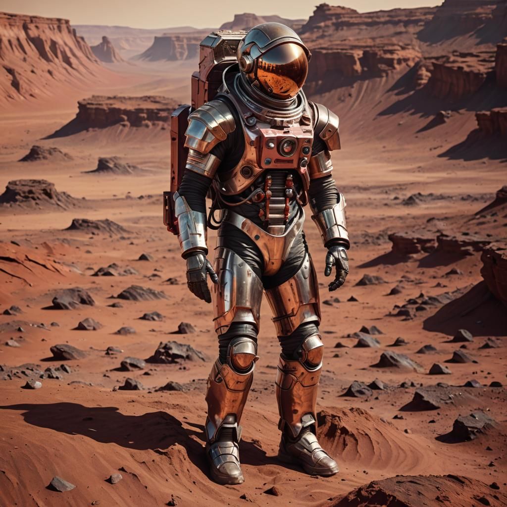 Astronaut on Distant Planet in Biomechanical Sci-Fi Style