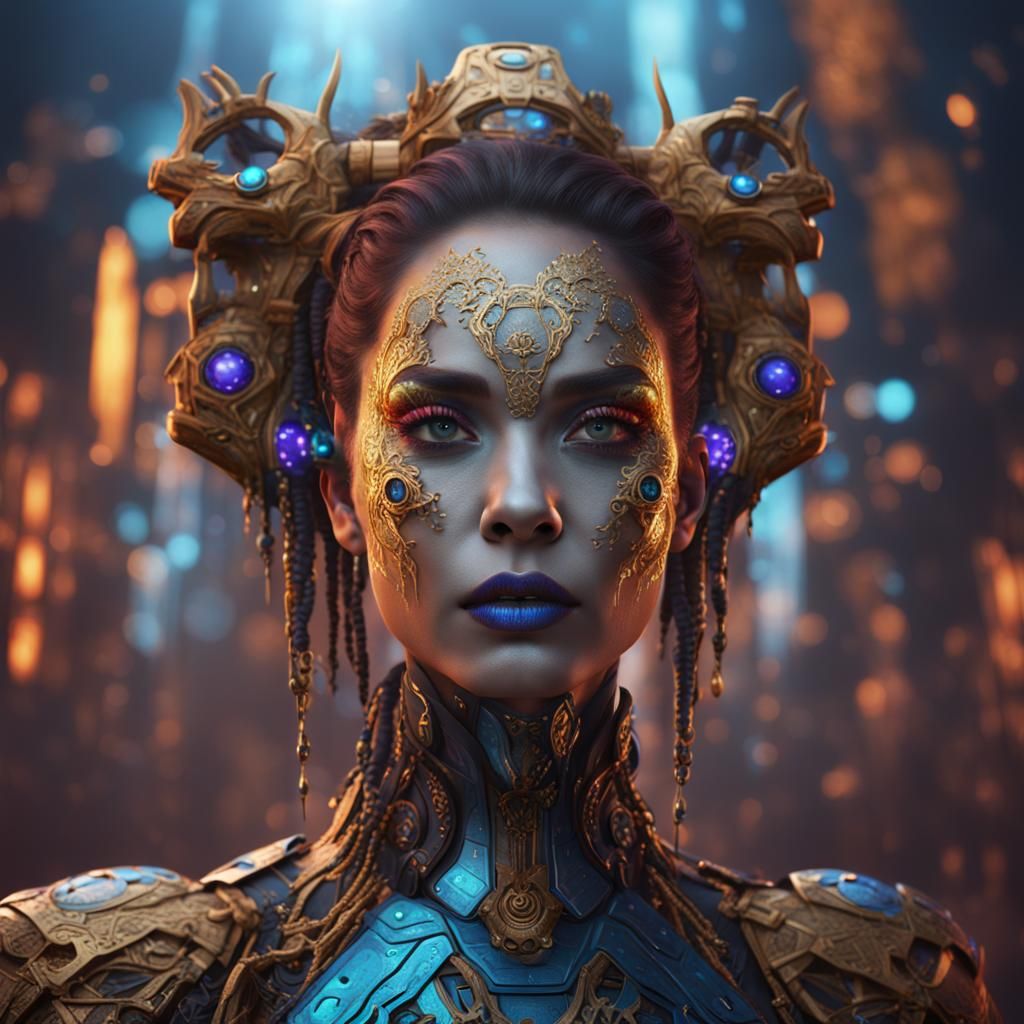 AI-Themed Makeup: Detailed Matte Painting