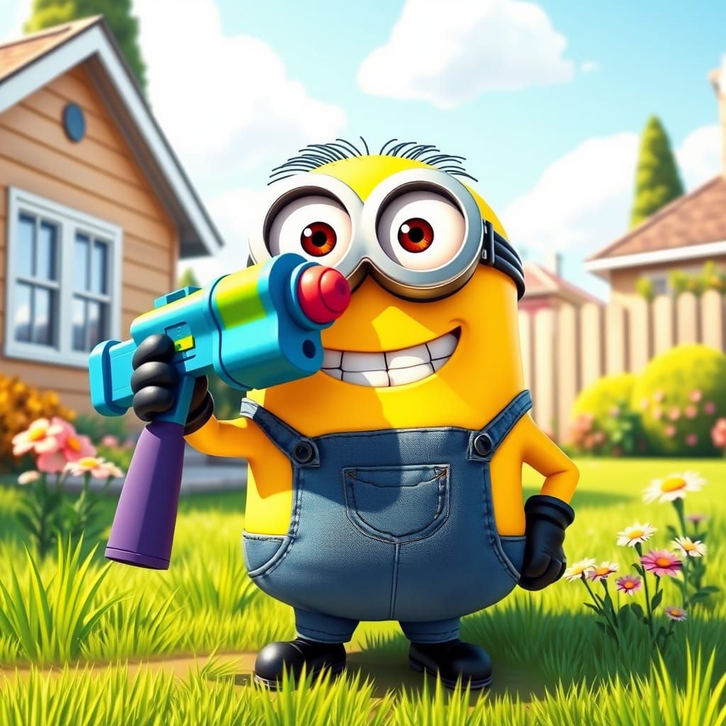 Cheeky Minion Blows a Big One in Sunny Backyard