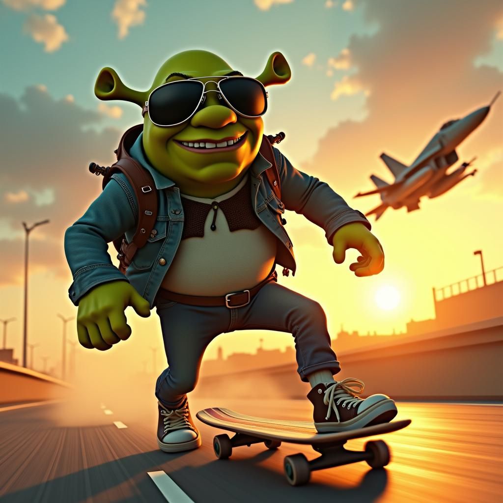 Shrek Rides Again: Top Gun Style Sunset