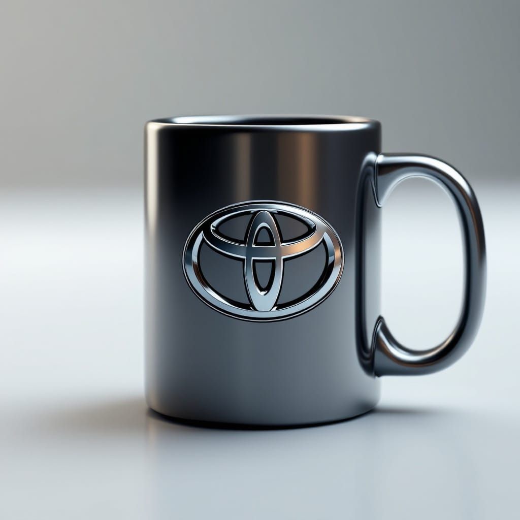 Luxury Titanium Coffee Mug with 3D Toyota Emblem in Photorea...