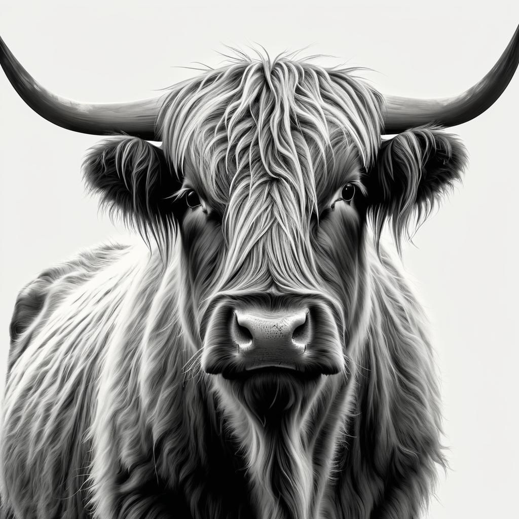 Giant Highland Cow in Pastel Nursery Art Style