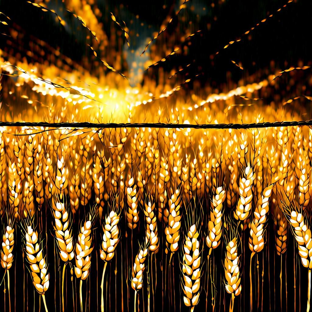 Golden Wheat Field Under Golden Clouds