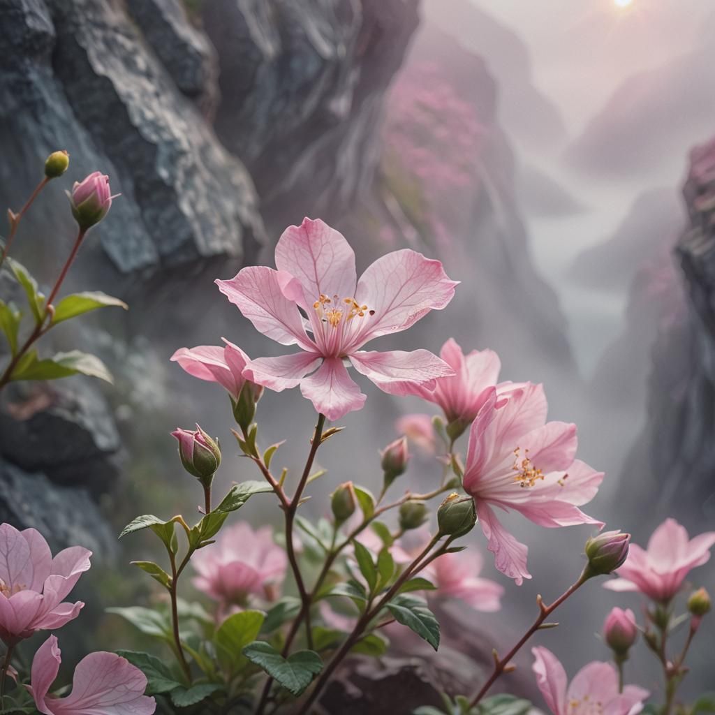 Pink Flower in Soft Focus Digital Art