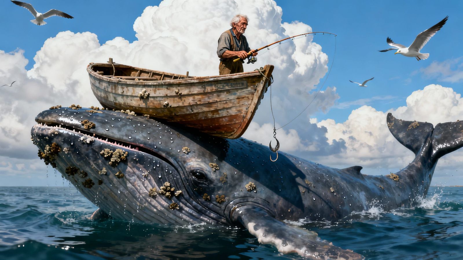 Fisherman's Incredible Catch on a Whale's Back