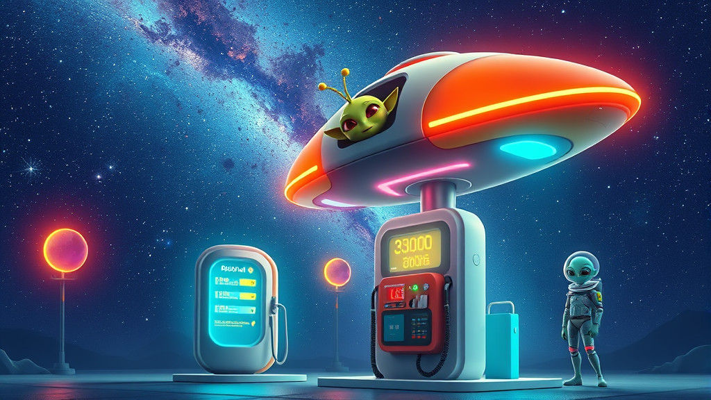 Intergalactic Fuel Station in Vibrant Pixar Style