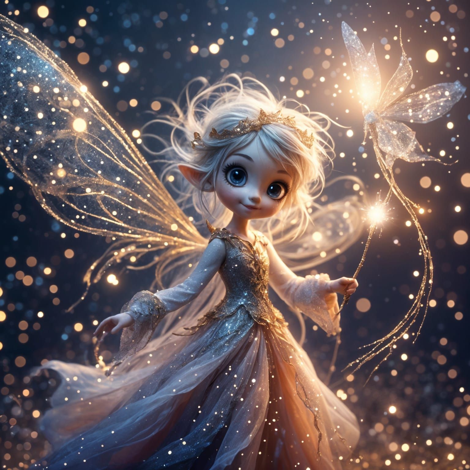 Magical Pixie Sprinkling Stardust Among the Stars