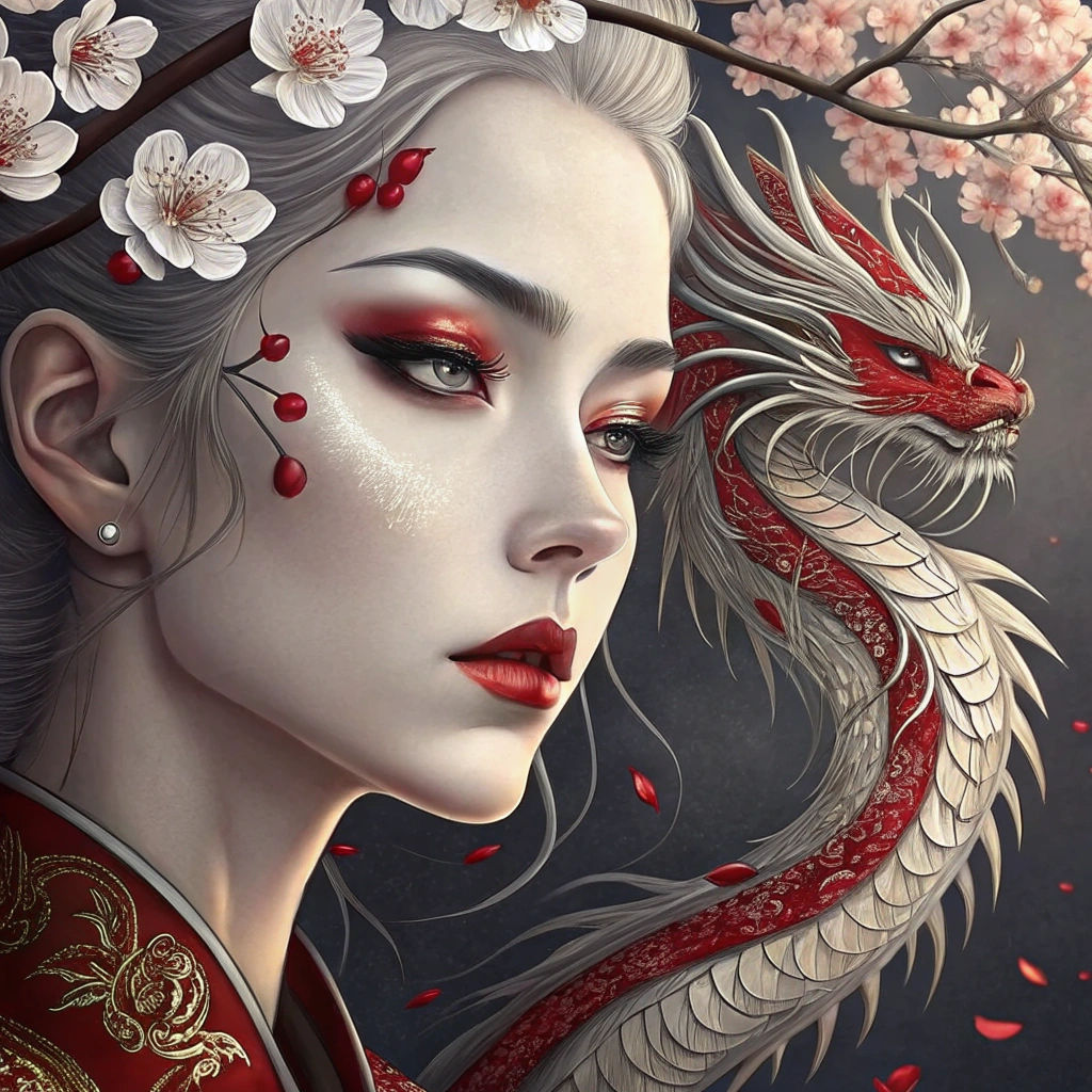 Dragon Transformation: A Surreal Portrait in Mixed Styles