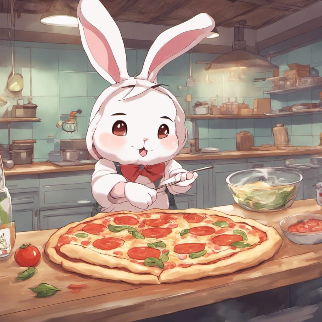 Rabbit Chef Makes Pizza: Anime Style