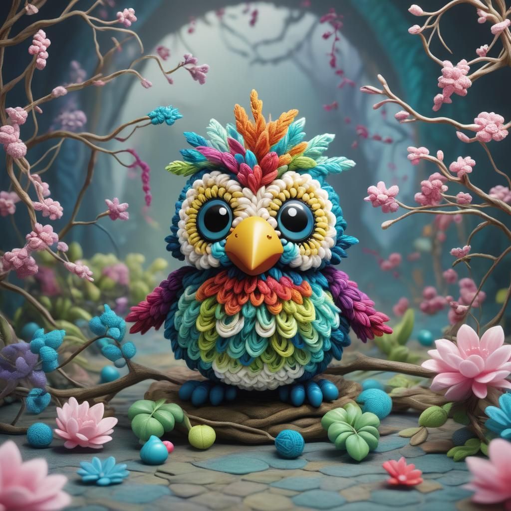 Crochet Amigurumi: Fluffy Alebrije Baby Bird