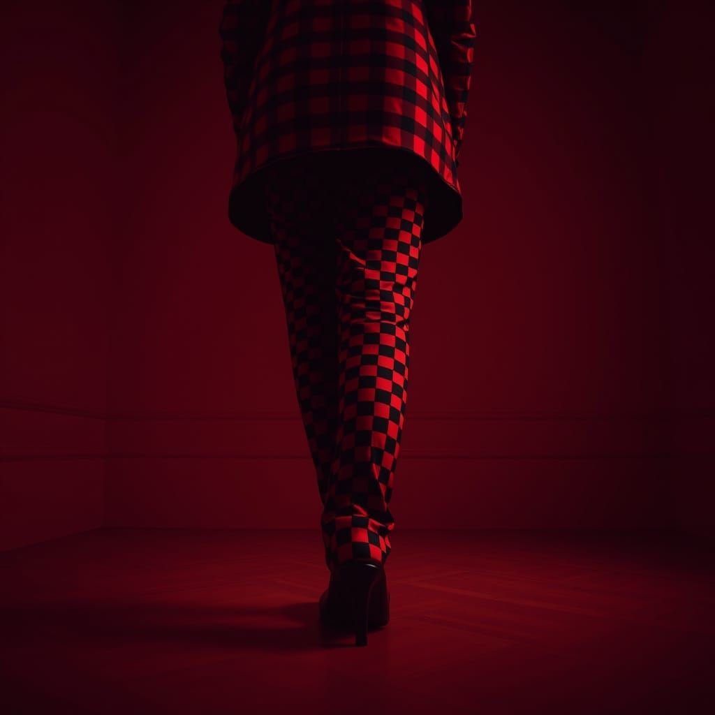 Checkered Figure in Striking Chiaroscuro Lighting