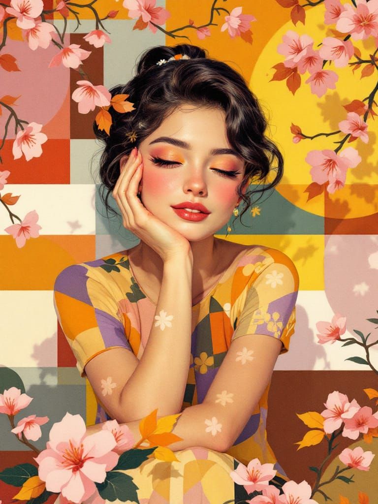 Nostalgic Autumn Festival with Geometric Figures