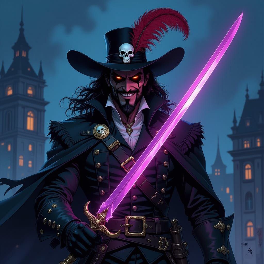 Dark Musketeer Vigil in Frazetta-Wrightson Style