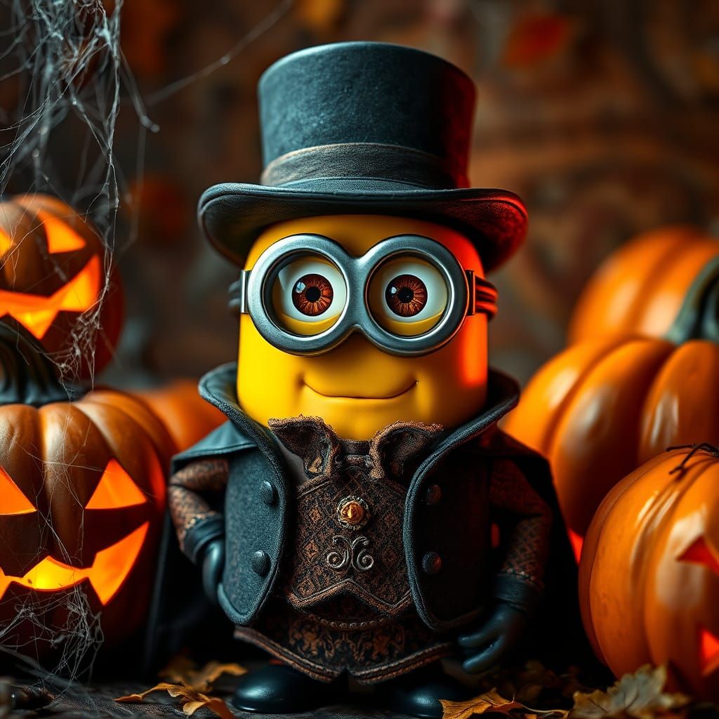 Minion as Vampire Hunter in Autumnal Scene