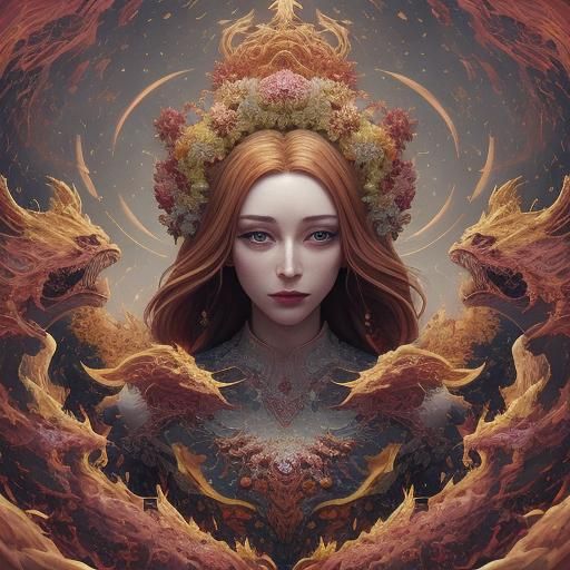 Celestial Dragon Rider in Ethereal 3D Landscape