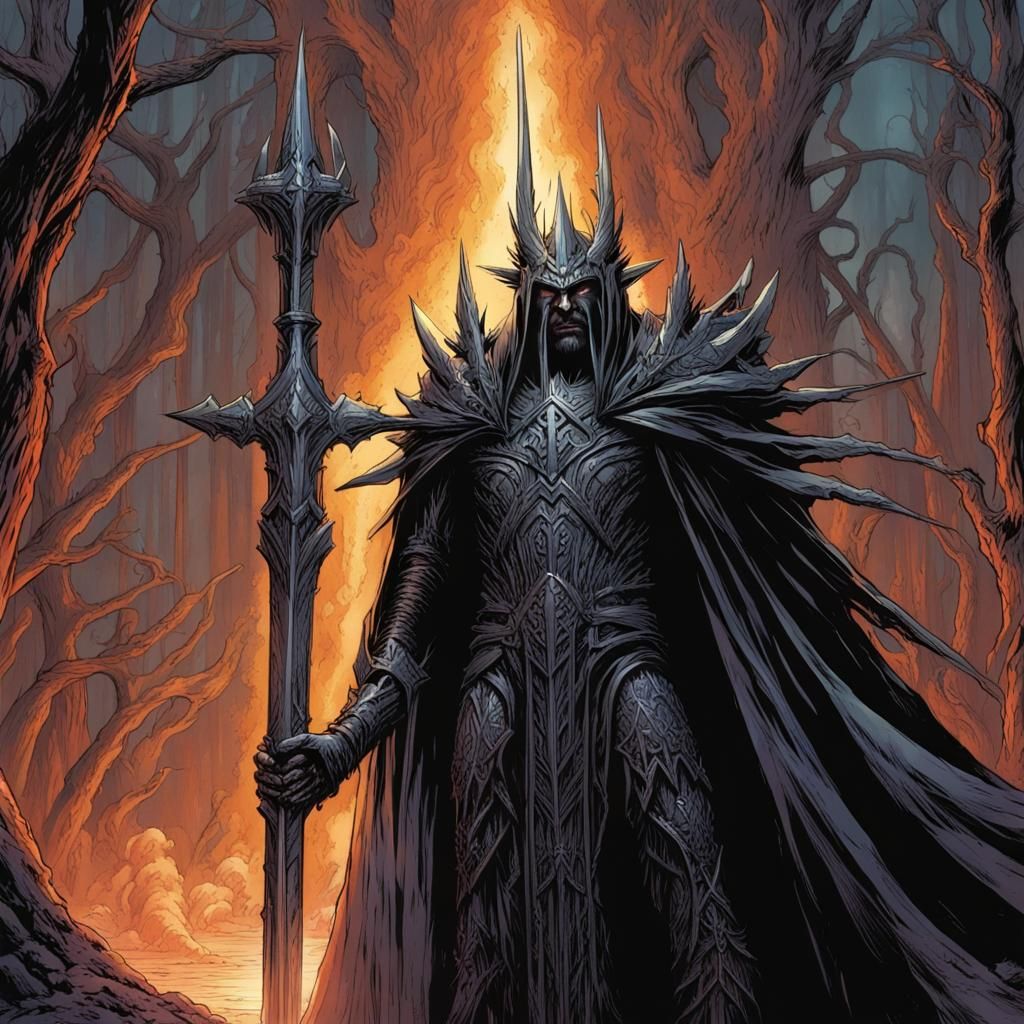Morgoth Changes Sauron's Contact Lens in Comic Art