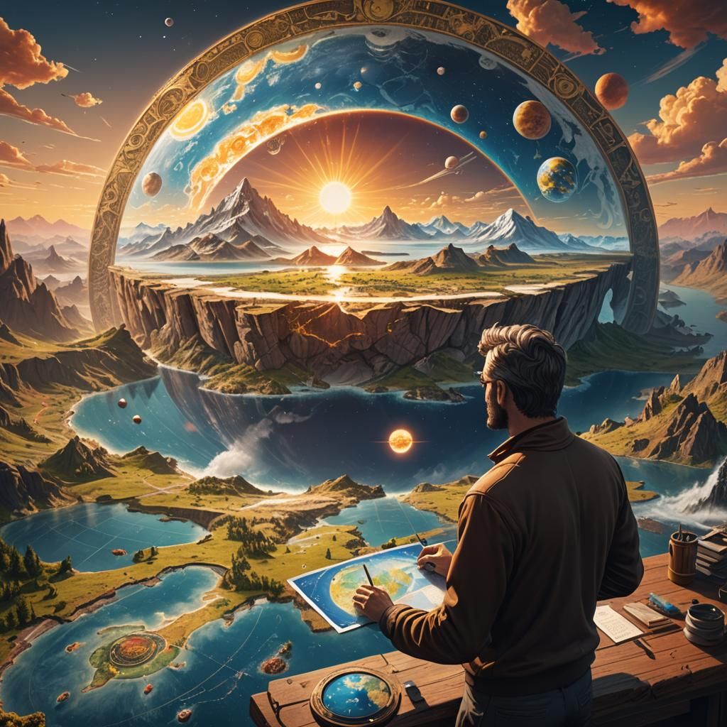 Flat Earth Fantasy Concept Art in Deep Color