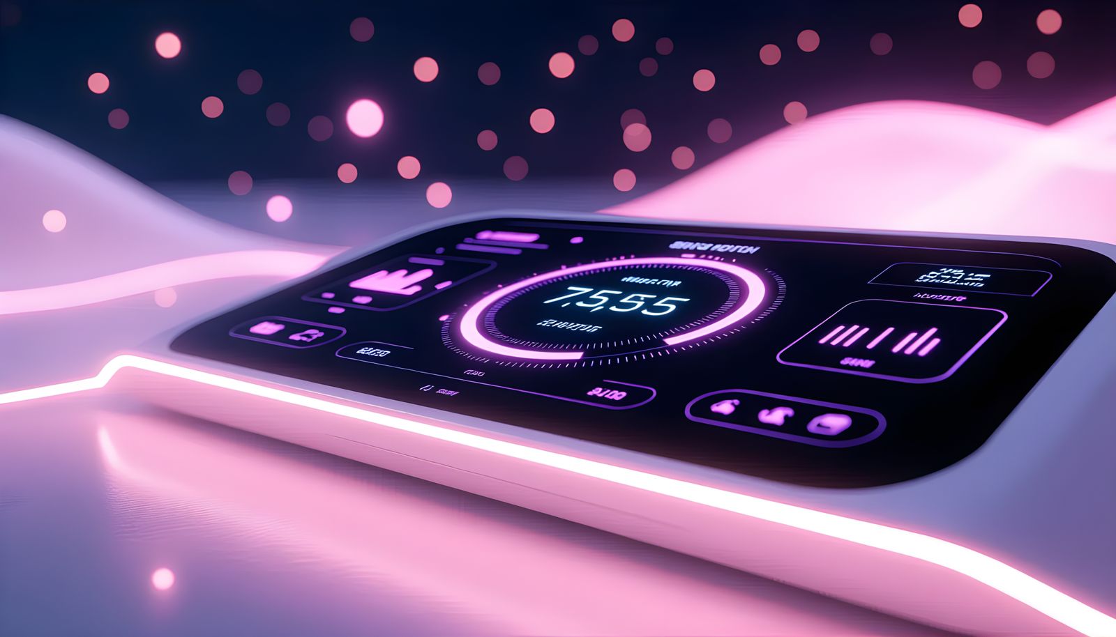 Ambient Wellness Tech Interface with Glowing Pink and Purple...