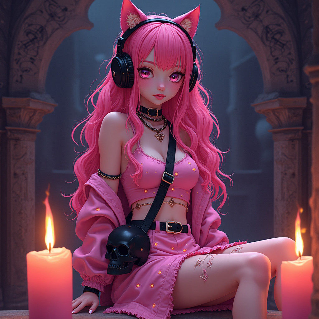 Cursed Girl in Mystical Setting, Dreamlike Digital Art