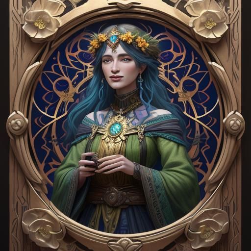 Fantasy Jewelry Box with Floral Art Nouveau Design