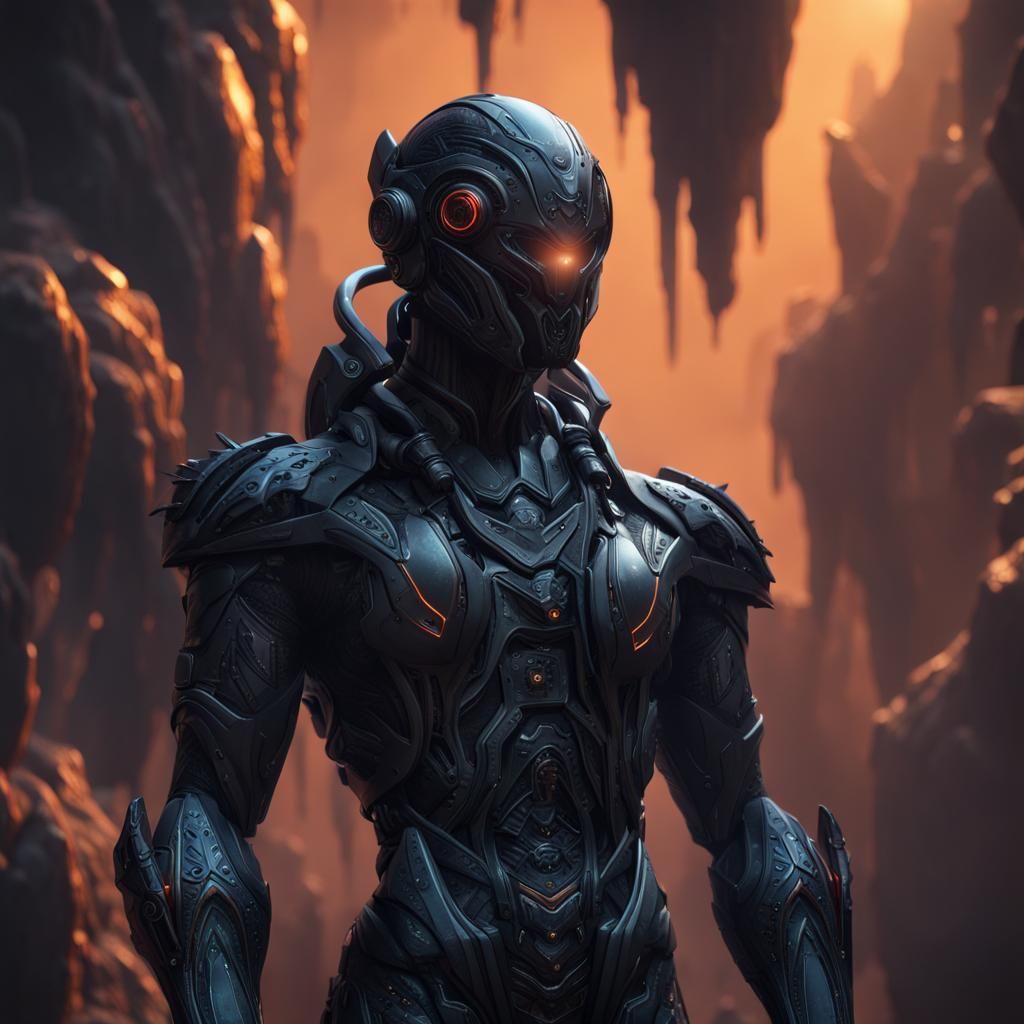Detailed Black BioSuit Concept Art