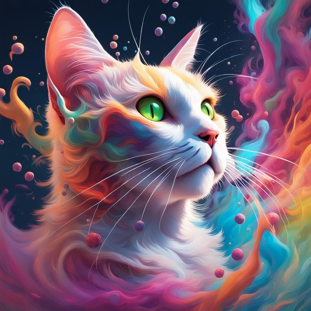 Abstract Cats in Vaporous Atmosphere, Detailed Art
