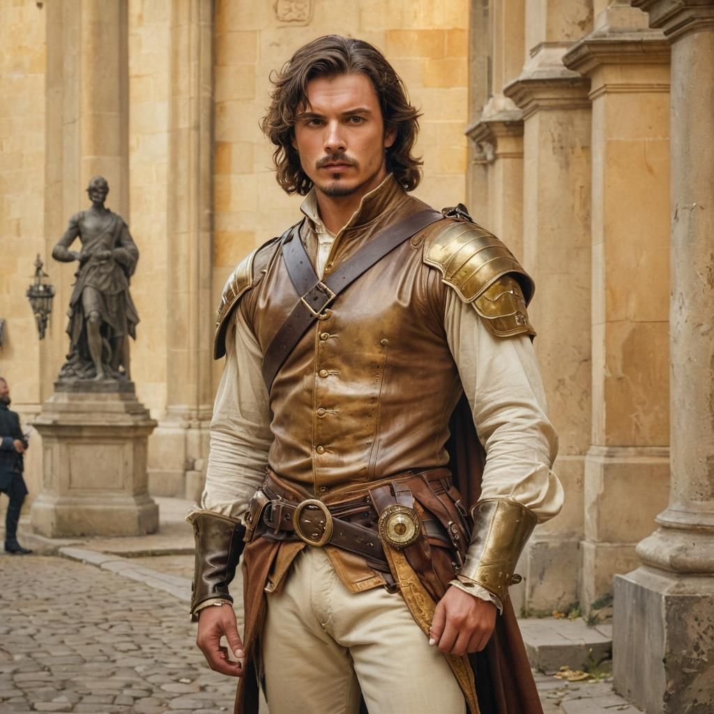 Musketeer Aramis Oil Painting with Golden Hour Hues