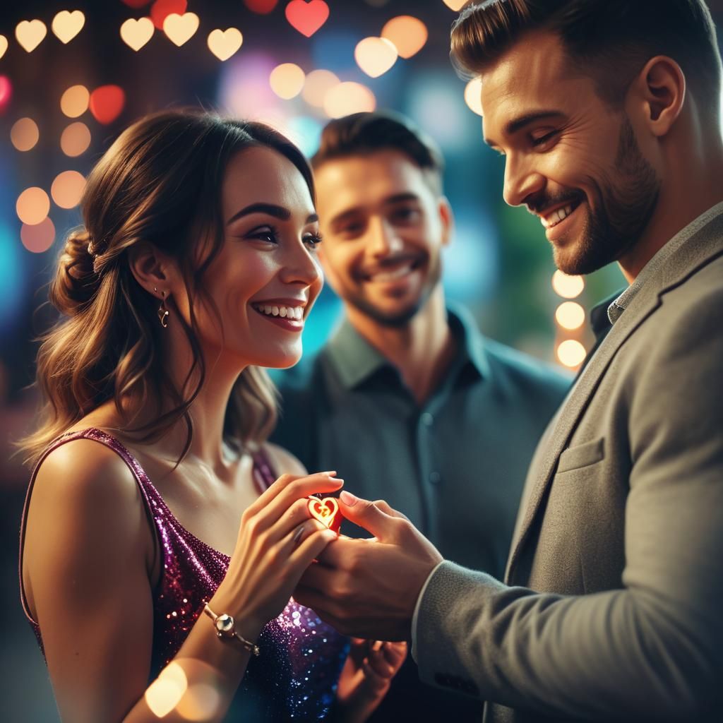 Romantic Proposal with Heart-Shaped Ring