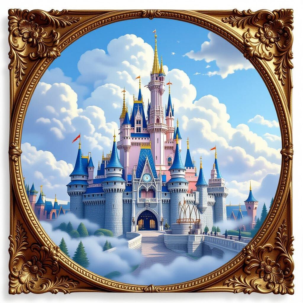 Majestic Castle Floating Amongst Clouds