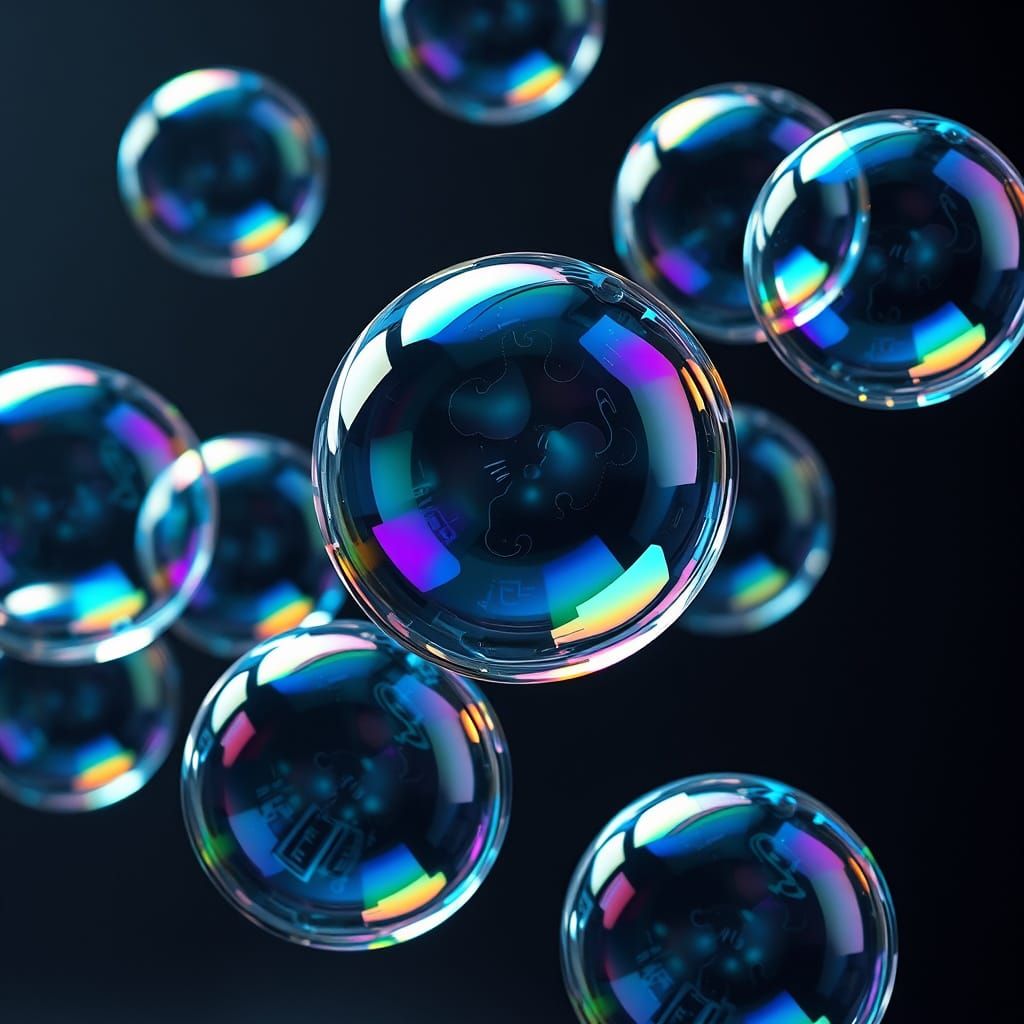 Iridescent Soap Bubbles in Ethereal Ambiance