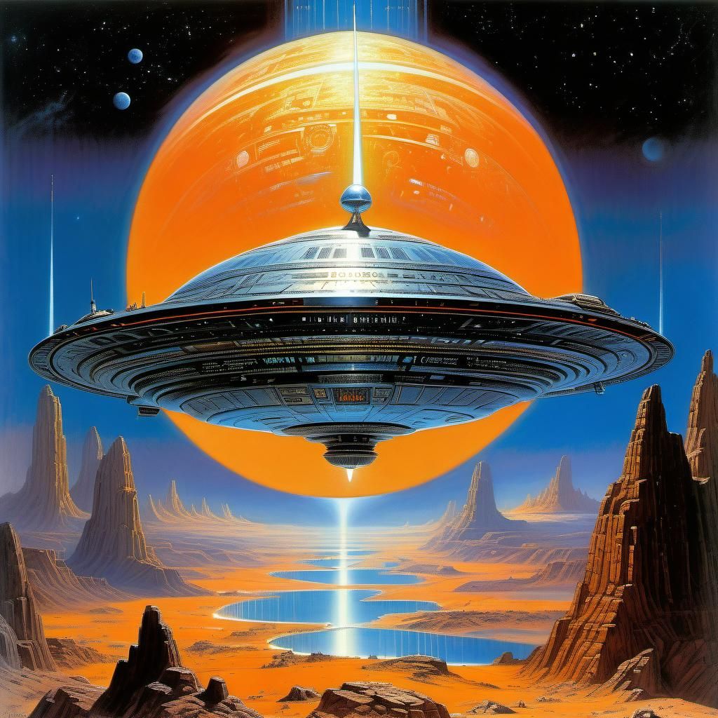 Futuristic Emperor God in Orbit: Psychedelic Art