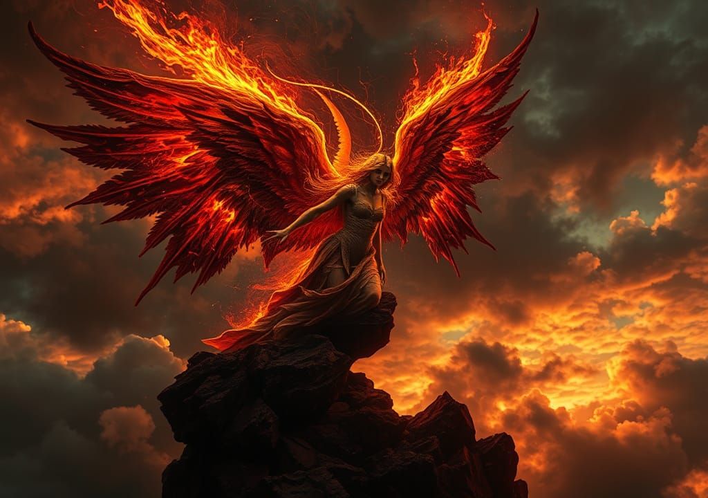 Fallen Angel in Encaustic Style