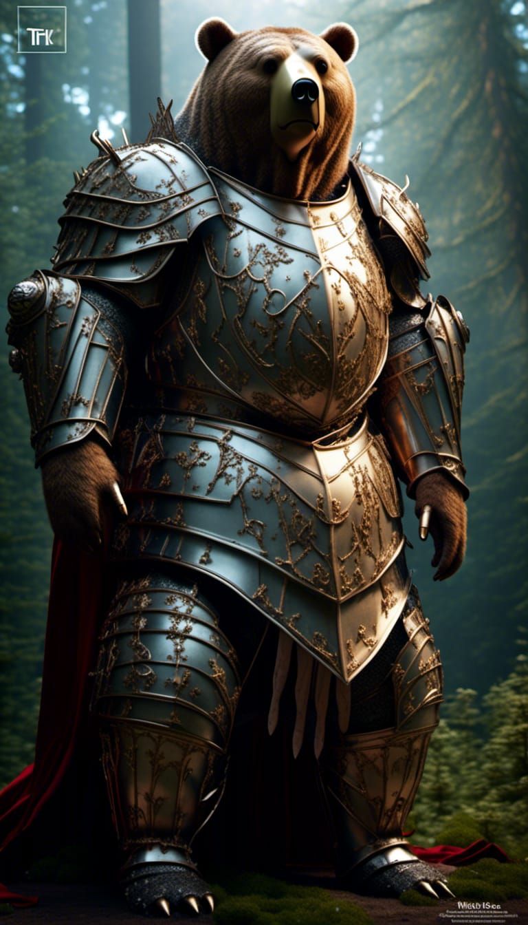 Armored Bear Knight in Detailed Fantasy Photo