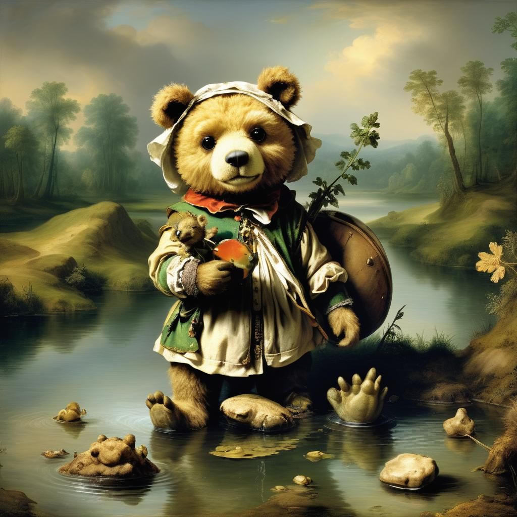 Teddy Bear Explores Planet of Dog-Headed Frogs