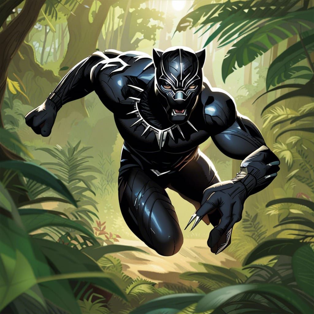 Black Panther Running Through Jungle