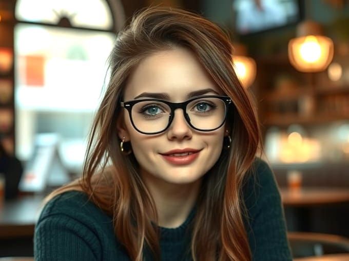 Photorealistic Portrait of a Nerd in a Pub