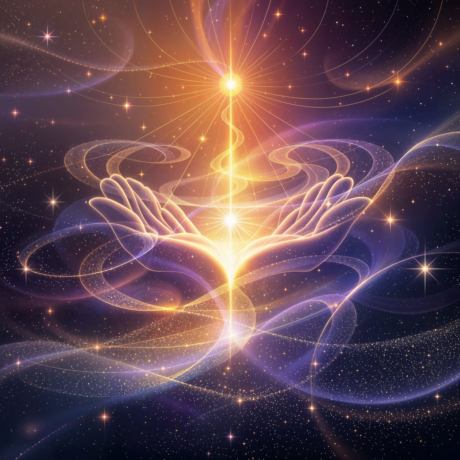 A tranquil, spiritual scene visualizing Reiki energy frequen...