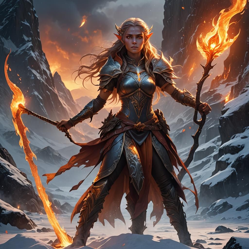 Fantasy Eclipse Elf Harnessing Elemental Powers