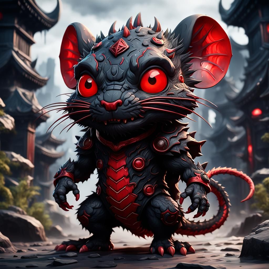 Chibi Kaiju Demonic Rat in Detailed Matte Painting