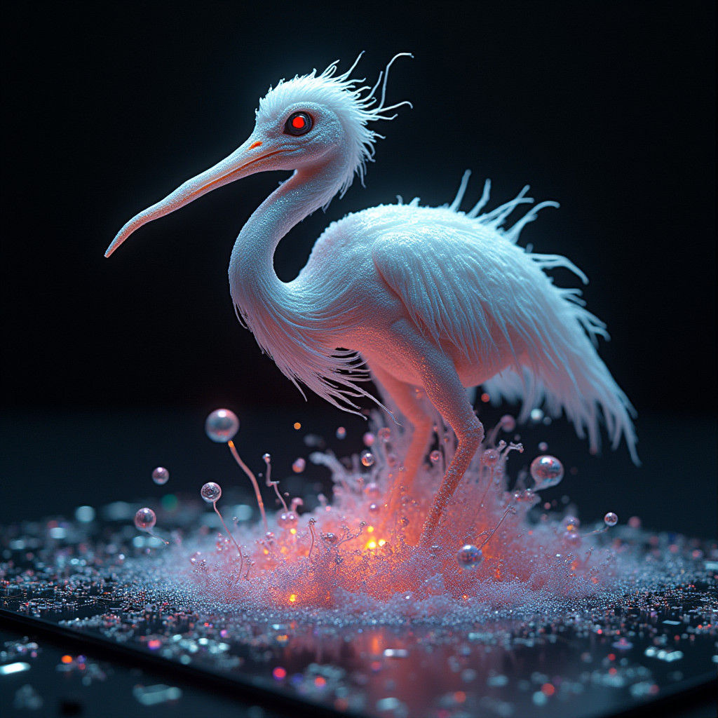 Iridescent Creature Rises from Circuit Board