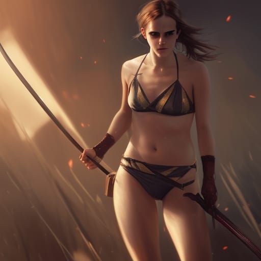 Fantasy Warrior with Katana, Hyperdetailed Art