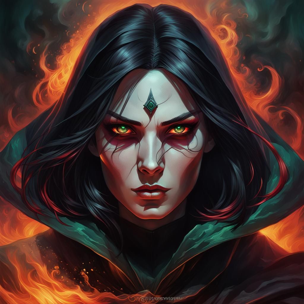 Dark Fantasy Witch Portrait in Artstation Style