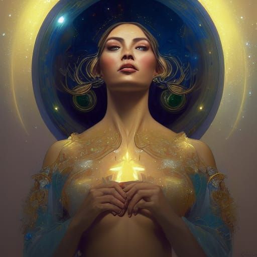 Celestial Woman Dancing in the Stars