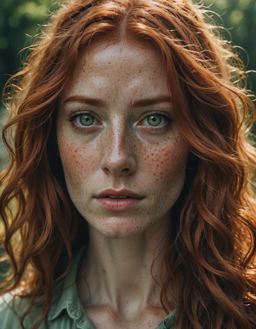 Red-Haired Woman Portrait in Cinematic Style