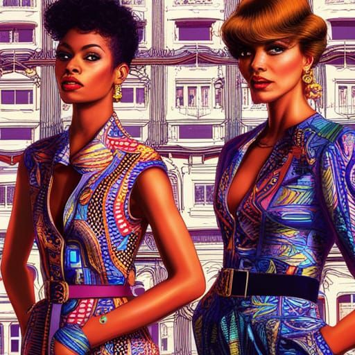 Geometric 1980s Fashion Models in Retro Style