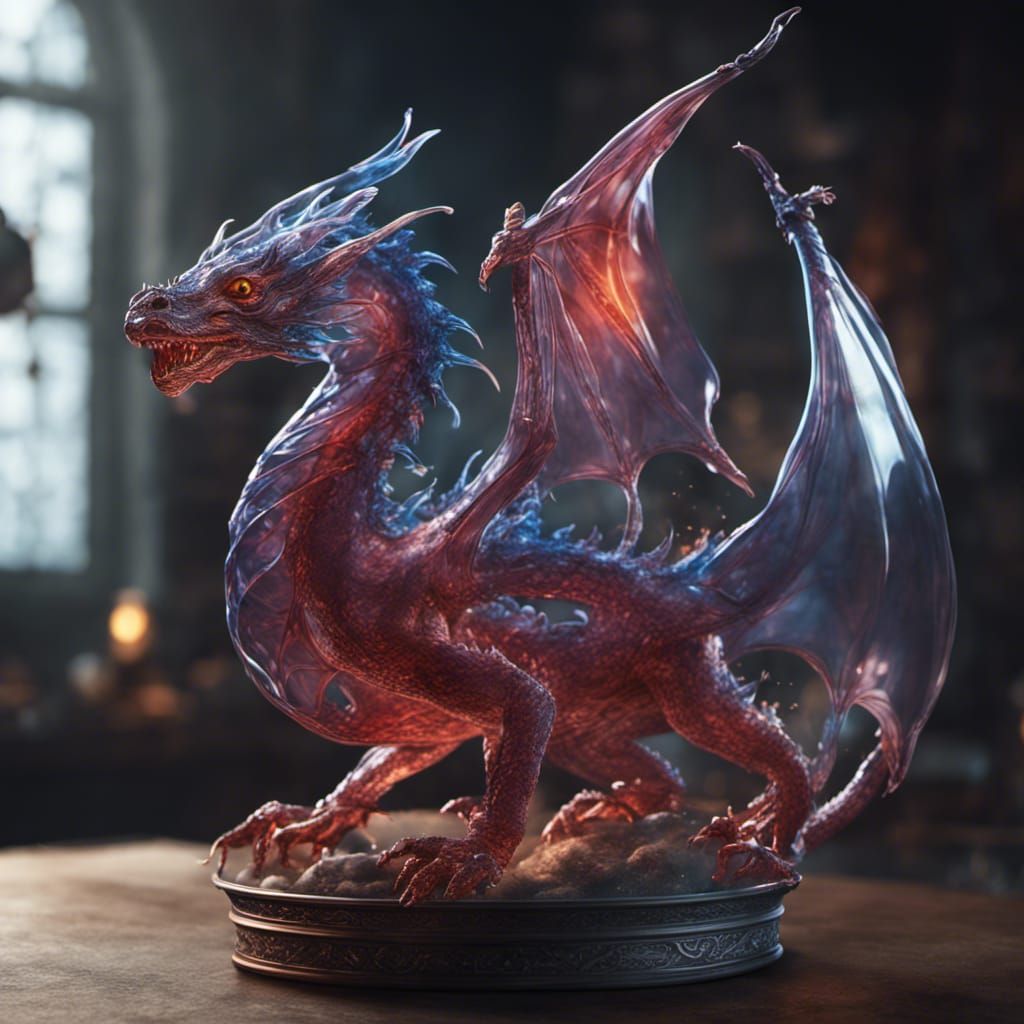 Detailed Blown Glass Dragon Fantasy Concept Art