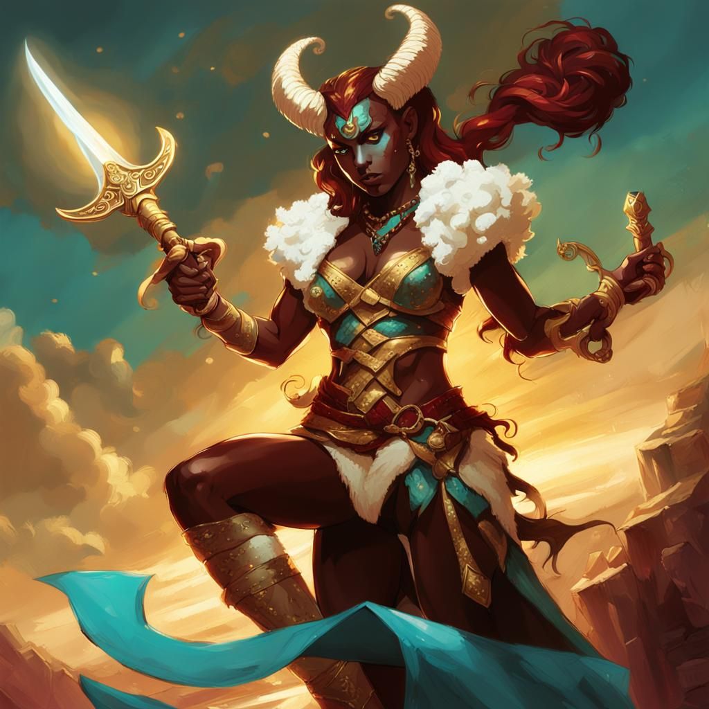 Tiefling Bard Concept Art in Anime Style